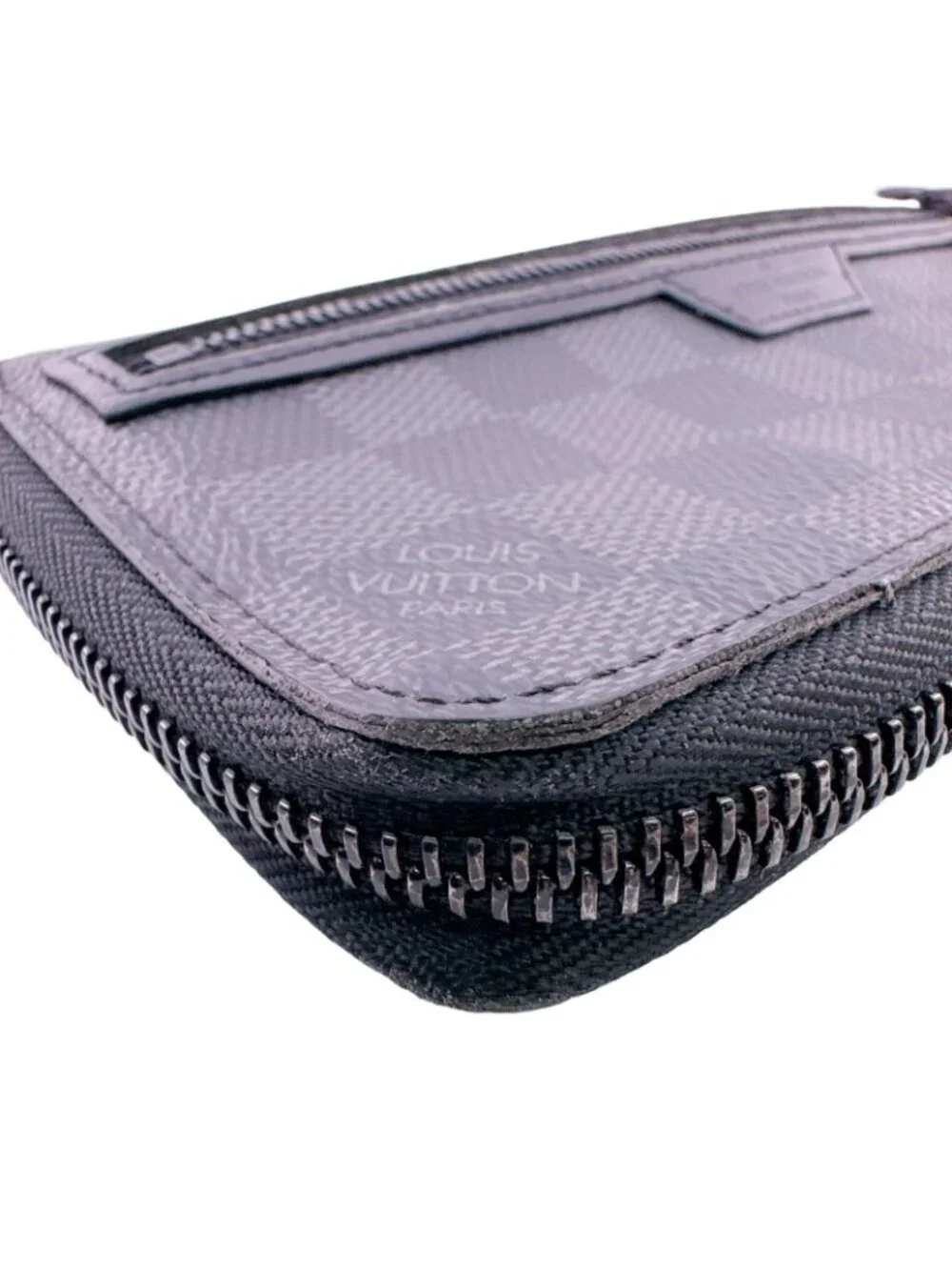 Louis Vuitton Damier Graphite Zippy Wallet Vertical Utility Leather Black Red